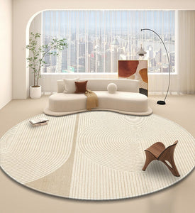 Simple Contemporary Round Rugs, Circular Modern Rugs under Dining Room Table, Bedroom Modern Round Rugs, Geometric Modern Rug Ideas for Living Room-HomePaintingDecor