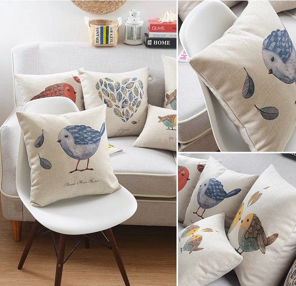 Love Birds Throw Pillows for Couch, Simple Decorative Pillow Covers, Decorative Sofa Pillows for Children's Room, Singing Birds Decorative Throw Pillows-HomePaintingDecor