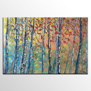 Birch Tree Painting, Landscape Painting, Original Wall Art, Canvas Art, Custom Large Oil Painting-HomePaintingDecor