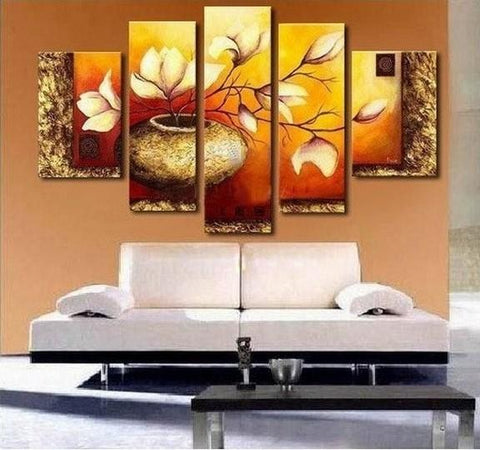 Large Abstract Painting, Acrylic Flower Painting, Abstract Flower Painting, Heavy Texture Painting, Living Room Wall Art Painting-HomePaintingDecor