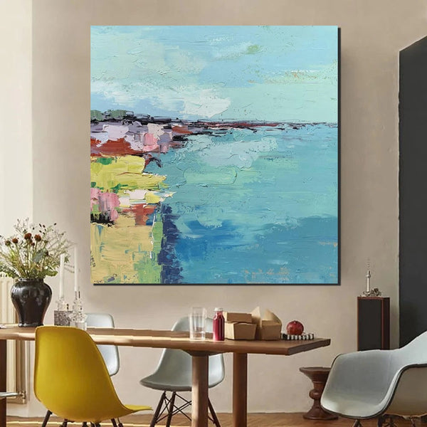 Seashore Abstract Painting, Hand Painted Abstract Painting, Extra Large Abstract Paintings on Canvas, Bedroom Wall Art Ideas, Abstract Landscape Painting-HomePaintingDecor