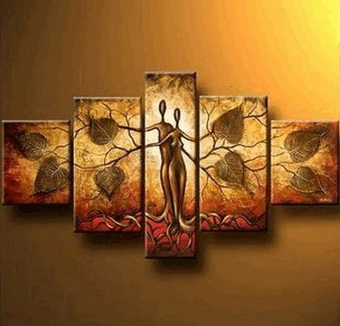 Ready to Hang, Abstract Wall Art, Canvas Painting, Abstract Painting, Large Paintings for Living Room, Tree of life Painting, 5 Piece Art Painting-HomePaintingDecor