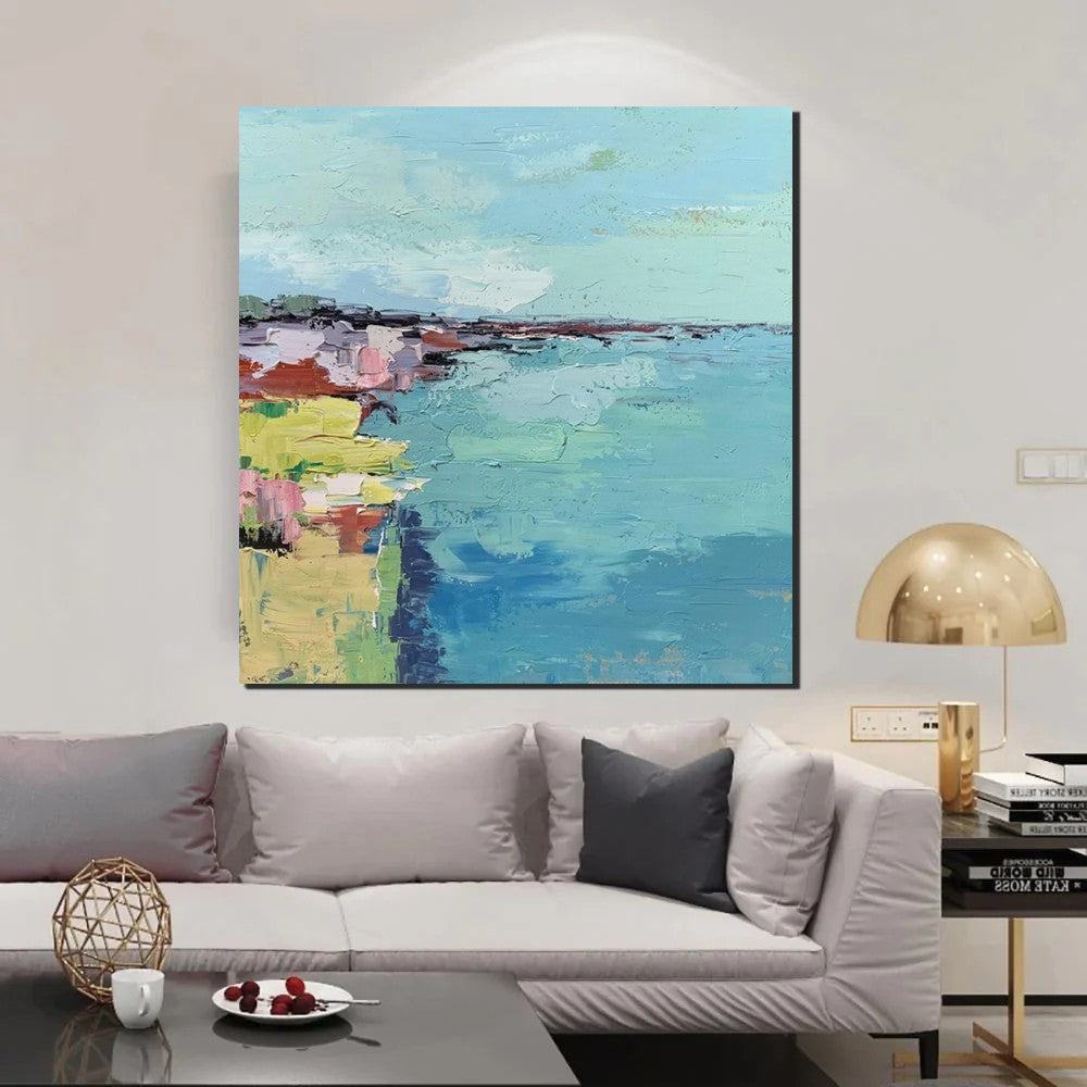 Seashore Abstract Painting, Hand Painted Abstract Painting, Extra Large Abstract Paintings on Canvas, Bedroom Wall Art Ideas, Abstract Landscape Painting-HomePaintingDecor