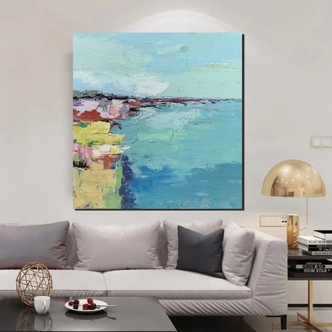 Seashore Abstract Painting, Hand Painted Abstract Painting, Extra Large Abstract Paintings on Canvas, Bedroom Wall Art Ideas, Abstract Landscape Painting-HomePaintingDecor
