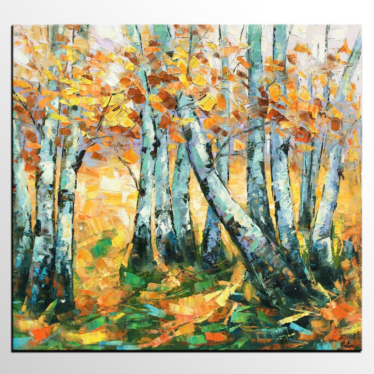 Landscape Painting, Oil Painting, Autumn Tree Painting, Abstract Painting, Custom Canvas Painting-HomePaintingDecor