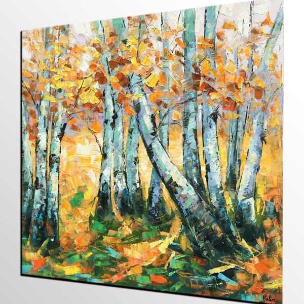 Landscape Painting, Oil Painting, Autumn Tree Painting, Abstract Painting, Custom Canvas Painting-HomePaintingDecor