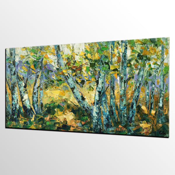 Landscape Wall Art Paintings, Custom Palette Knife Paintings, Autumn Tree Painting, Impression Painting, Landscape Painting on Canvas-HomePaintingDecor