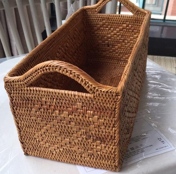 Indonesia Woven Storage Basket, Natural Fiber Baskets, Small Storage Basket for Kitchen, Rattan Storage Basket for Dining Room-HomePaintingDecor