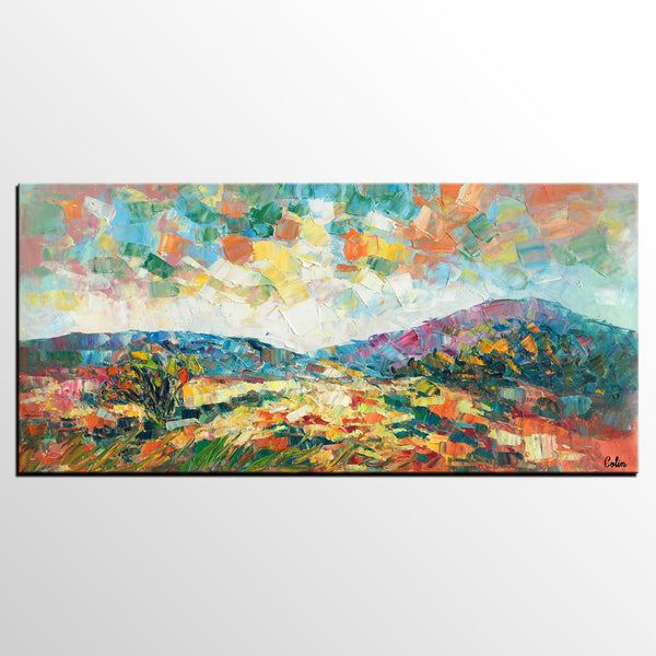 Original Artwork, Mountain Landscape Painting, Custom Extra Large Art, Canvas Artwork-HomePaintingDecor