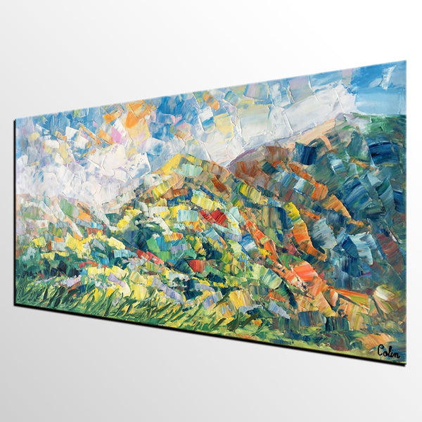 Spring Mountain Landscape Painting, Canvas Artwork, Original Artwork, Custom Extra Large Art-HomePaintingDecor