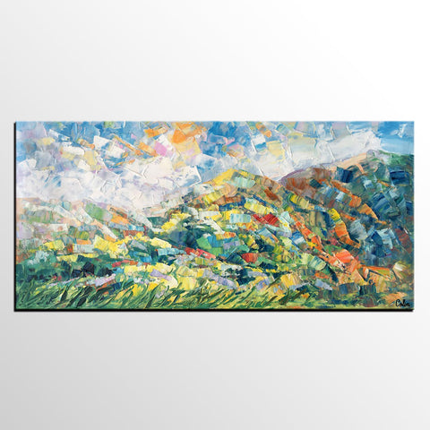 Spring Mountain Landscape Painting, Canvas Artwork, Original Artwork, Custom Extra Large Art-HomePaintingDecor