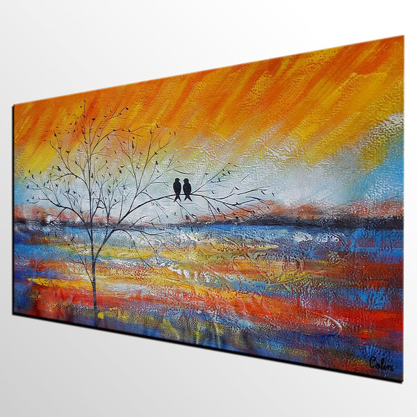 Acrylic Abstract Painting, Love Birds Painting, Living Room Wall Art Paintings, Custom Original Paintings, Acrylic Painting for Sale-HomePaintingDecor