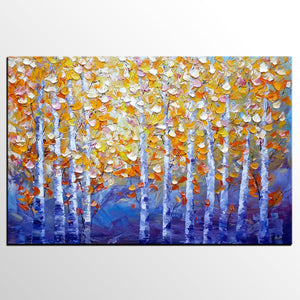 Autumn Landscape Paintings, Tree Painting, Modern Landscape Painting, Custom Art, Canvas Painting for Living Room-HomePaintingDecor