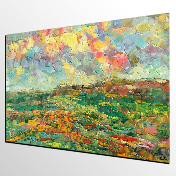 Abstract Mountain Painting, Mountain Landscape Painting, Custom Original Painting Painting on Canvas, Heavy Texture Paintings-HomePaintingDecor