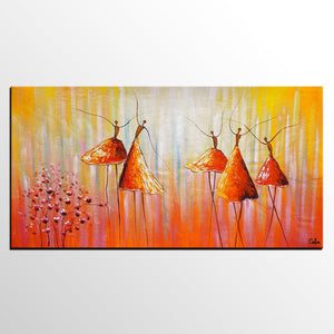 Dancing Painting, Ballet Dancer Painting, Large Abstract Painting for Sale, Heavy Texture Painting, Modern Paintings for Bedroom-HomePaintingDecor