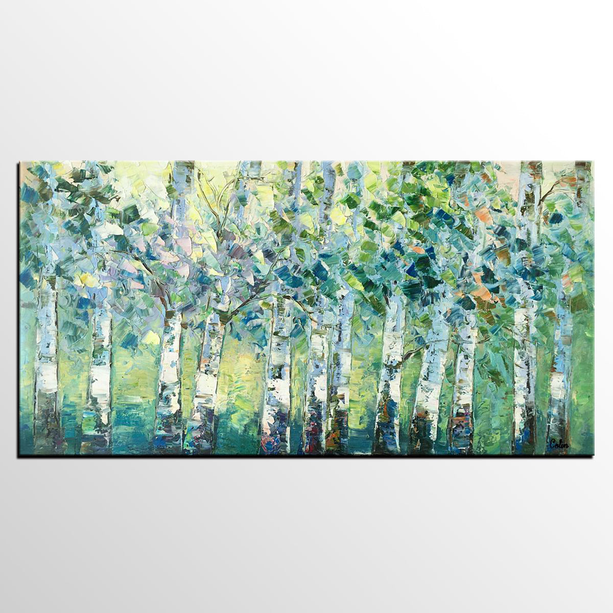 Spring Tree Painting, Original Painting, Custom Extra Large Painting, Oil Painting for Dining Room-HomePaintingDecor