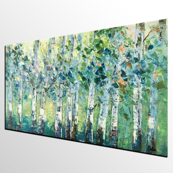 Spring Tree Painting, Original Painting, Custom Extra Large Painting, Oil Painting for Dining Room-HomePaintingDecor