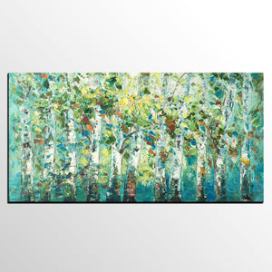 Original Painting, Spring Tree Painting, Custom Extra Large Painting, Oil Painting for Dining Room-HomePaintingDecor