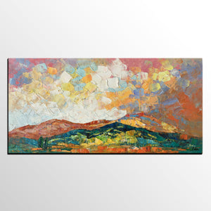 Mountain Landscape Painting, Original Artwork, Custom Extra Large Art, Canvas Artwork-HomePaintingDecor