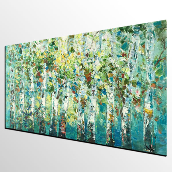 Original Painting, Spring Tree Painting, Custom Extra Large Painting, Oil Painting for Dining Room-HomePaintingDecor