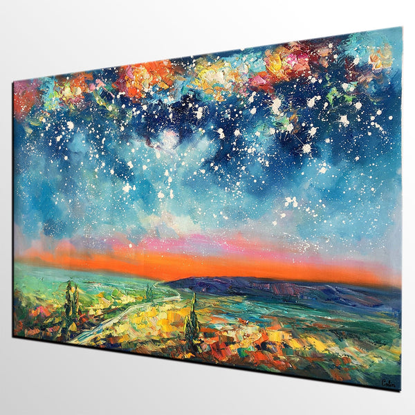 Buy Art Online, Abstract Art for Sale, Starry Night Sky Painting, Custom Extra Large Painting-HomePaintingDecor