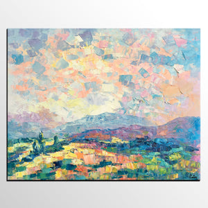 Custom Landscape Oil Painting, Original Artwork, Spring Mountain Painting, Canvas Painting-HomePaintingDecor