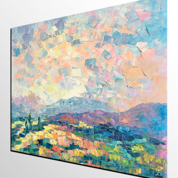 Custom Landscape Oil Painting, Original Artwork, Spring Mountain Painting, Canvas Painting-HomePaintingDecor