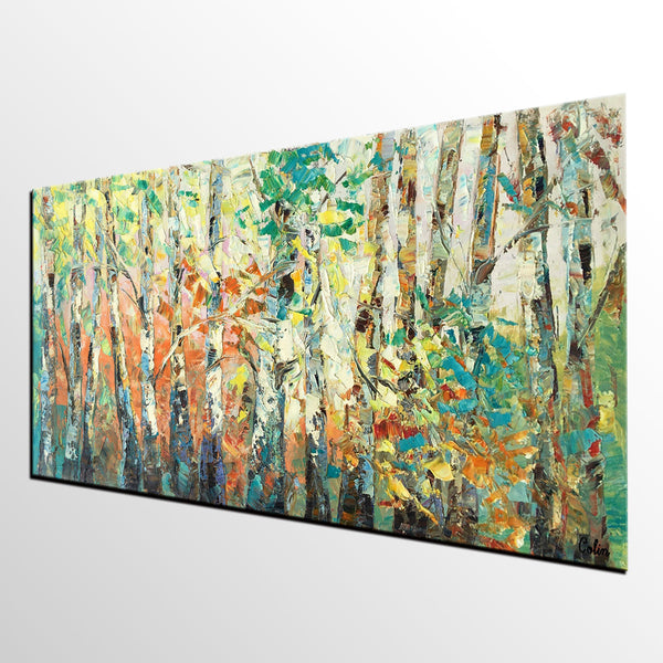 Autumn Tree Painting, Original Oil Paintings for Sale, Custom Landscape Painting on Canvas, Buy Paintings Online-HomePaintingDecor