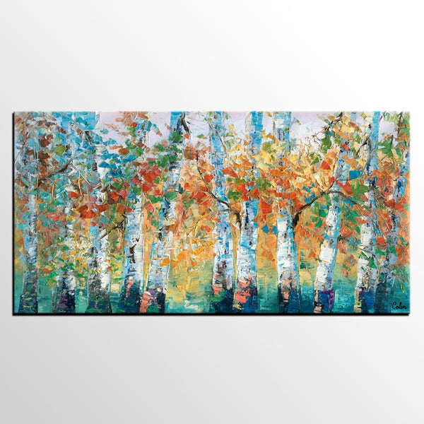 Forest Tree Painting, Custom Extra Large Painting, Original Painting, Oil Painting for Dining Room-HomePaintingDecor