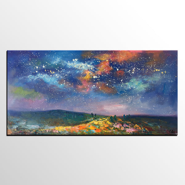 Starry Night Sky Oil Painting, Abstract Art, Modern Art Painting, Custom Extra Large Painting-HomePaintingDecor