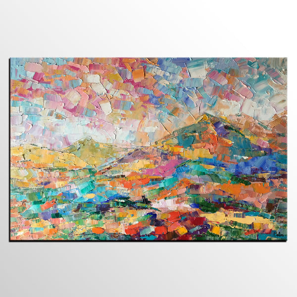 Custom Abstract Painting, Abstract Mountain Landscape Painting, Oil Painting, Heavy Texture Art-HomePaintingDecor