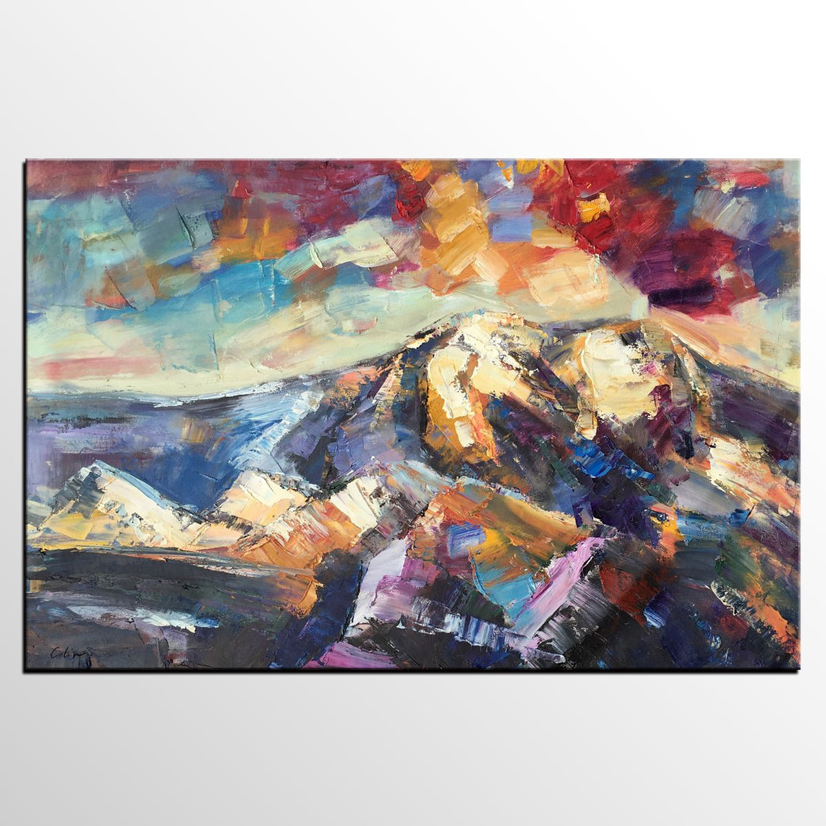 Mountain Landscape Painting, Custom Abstract Oil Paintings, Large Landscape Oil Painting, Large Painting for Sale-HomePaintingDecor