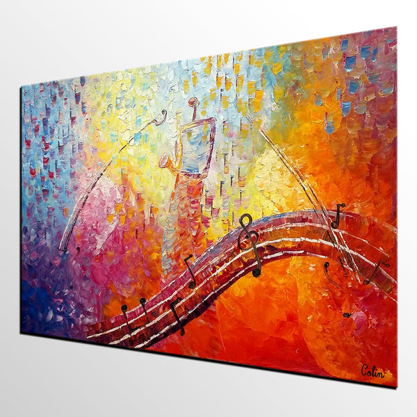 Canvas Painting, Abstract Art, Music Painting, Saxophone Player, Custom Painting, Abstract Painting-HomePaintingDecor