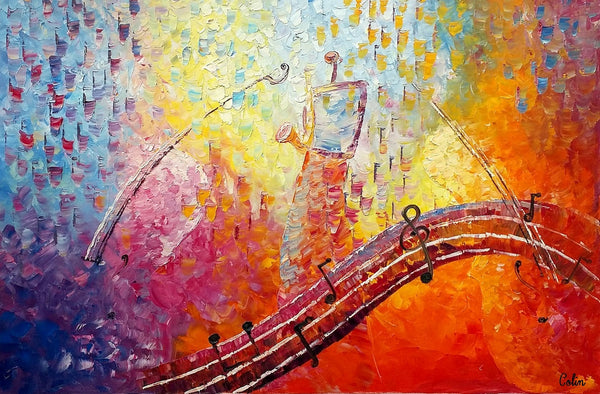 Canvas Painting, Abstract Art, Music Painting, Saxophone Player, Custom Painting, Abstract Painting-HomePaintingDecor