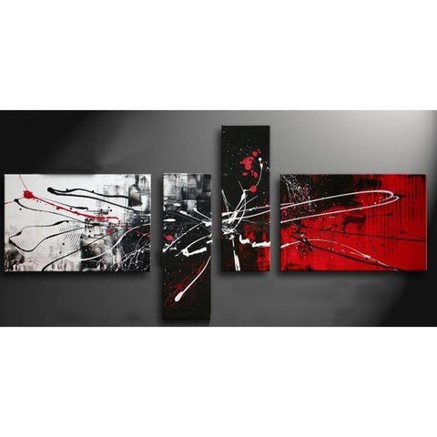 Abstract Painting for Sale, Modern Abstract Paintings, Black and Red Canvas Wall Art, Modern Wall Art Paintings for Living Room-HomePaintingDecor