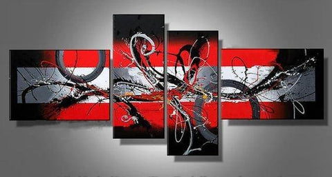 Large Modern Paintings on Canvas, Simple Abstract Canvas Art, Black and Red Wall Art Paintings, Extra Large Canvas Painting-HomePaintingDecor