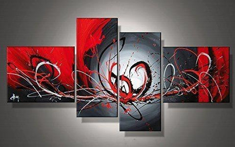 Black and Red Wall Art Paintings, Simple Abstract Painting, Modern Abstract Paintings, Living Room Canvas Painting, Buy Art Online-HomePaintingDecor