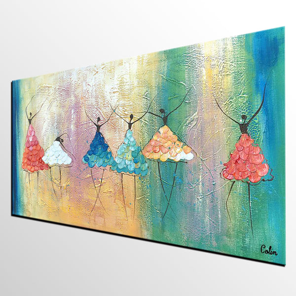 Simple Wall Art Ideas for Living Room, Ballet Dancer Painting, Large Acrylic Painting, Custom Canvas Painting, Modern Abstract Painting-HomePaintingDecor