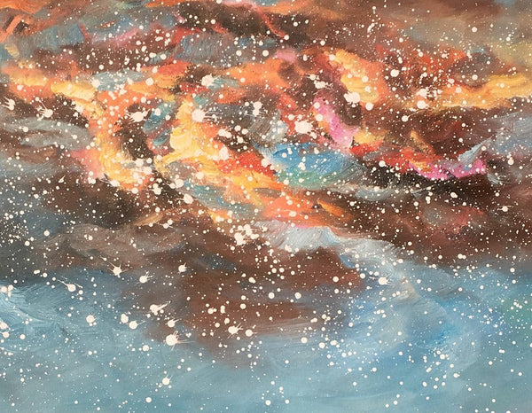 Landscape Oil Painting, Starry Night Sky Painting, Heavy Texture Painting, Custom Abstract Painting-HomePaintingDecor