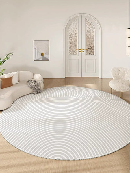 Contemporary Round Rugs Next to Bed, Abstract Modern Rugs for Living Room, Geometric Carpets for Sale, Circular Rugs under Dining Room Table-HomePaintingDecor