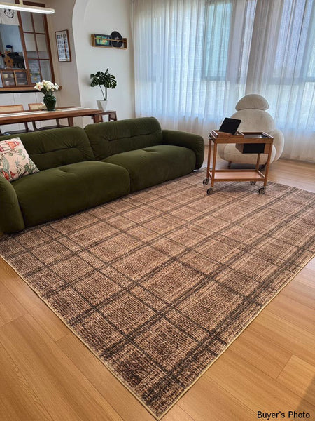 Geometric Modern Rugs for Dining Room, Dining Room Floor Carpets, Mid Century Modern Living Room Rugs, Brown Contemporary Area Rugs for Bedroom-HomePaintingDecor