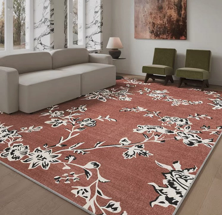 Abstract Contemporary Rugs Next to Bed, Flower Pattern Contemporary Modern Rugs, Modern Rugs for Living Room, Modern Rugs for Dining Room-HomePaintingDecor