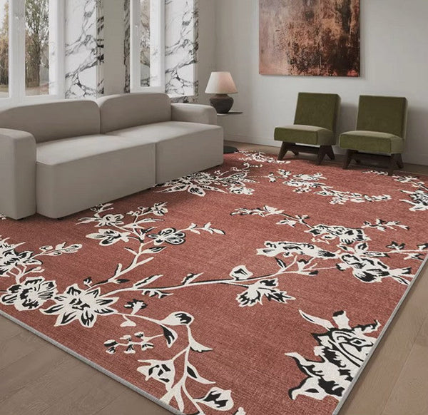 Modern Rugs for Living Room, Abstract Contemporary Rugs Next to Bed, Flower Pattern Contemporary Modern Rugs, Modern Rugs for Dining Room-HomePaintingDecor