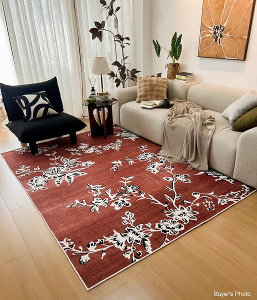 Modern Rugs for Living Room, Abstract Contemporary Rugs Next to Bed, Flower Pattern Contemporary Modern Rugs, Modern Rugs for Dining Room-HomePaintingDecor