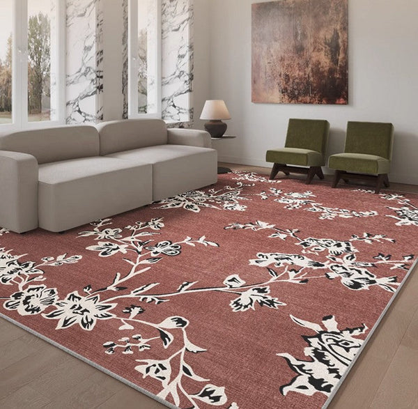 Abstract Contemporary Rugs Next to Bed, Flower Pattern Contemporary Modern Rugs, Modern Rugs for Living Room, Modern Rugs for Dining Room-HomePaintingDecor