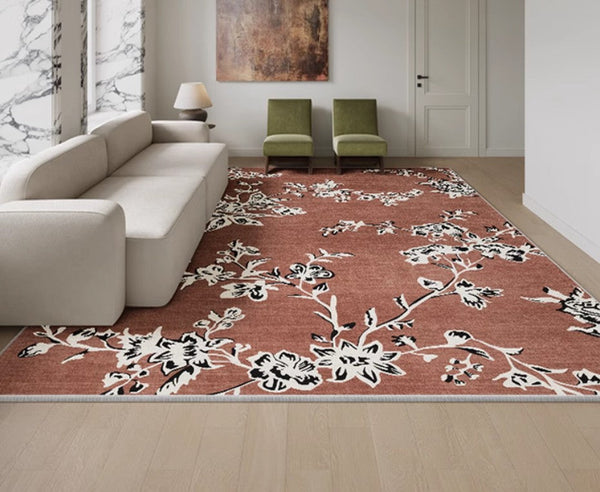 Abstract Contemporary Rugs Next to Bed, Flower Pattern Contemporary Modern Rugs, Modern Rugs for Living Room, Modern Rugs for Dining Room-HomePaintingDecor