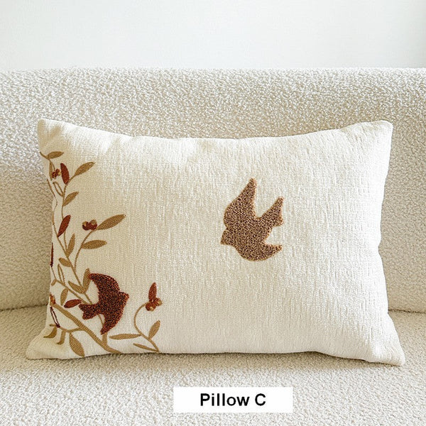 Decorative Pillows for Couch, Square Decorative Pillow Covers, Farmhouse Decorative Pillows for Sofa, Spring Swallow Decorative Pillows for Bedroom-HomePaintingDecor