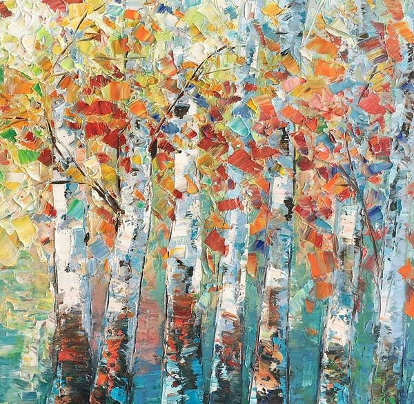 Canvas Art Painting, Large Wall Art, Summer Birch Tree Painting, Custom Extra Large Oil Painting-HomePaintingDecor