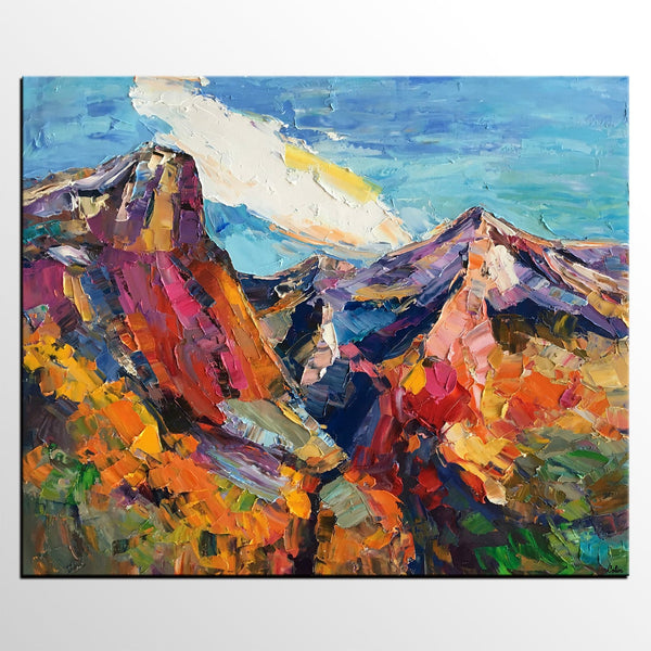 Abstract Art Landscape, Canvas Wall Art Paintings, Mountain Landscape Painting, Custom Landscape Oil Painting-HomePaintingDecor