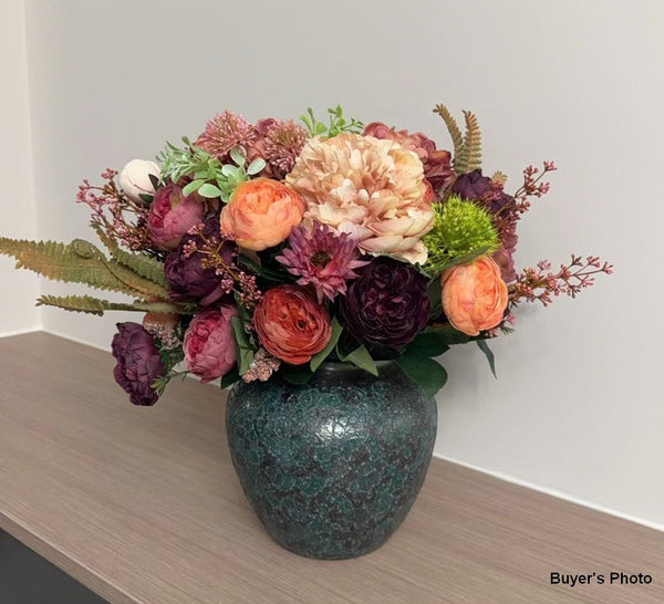 Large Bunch of Autumn Flowers Arrangement, Peony Faux Silk Floral Bouquet Table Centerpiece, Amazing Artificial Floral Arrangement for Dining Room-HomePaintingDecor